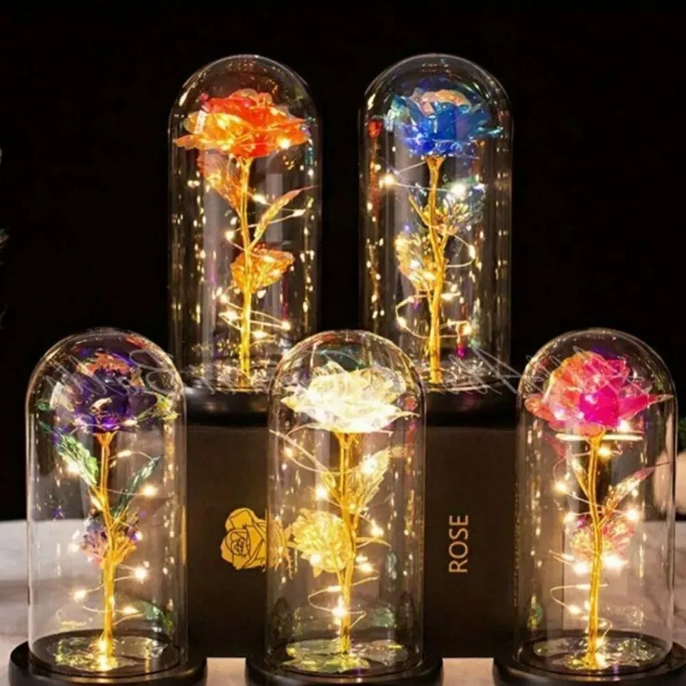 Enchanted LED Lighted Rose in Acrylic Dome - 5 Colors Available